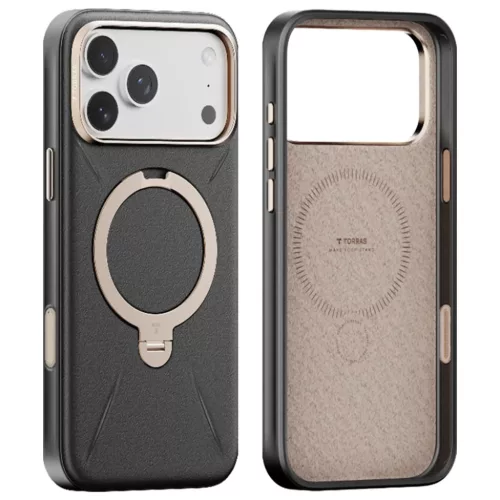 iPhone 17 Pro Fekete Torras - QPRO Leather Series tok