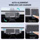 Car Holder Techsuit ModoDock (SW1) vezeték nélküli töltéssel - 360°-os forgás, Kettős motor intelligens érzékelés, 15W - Fekete