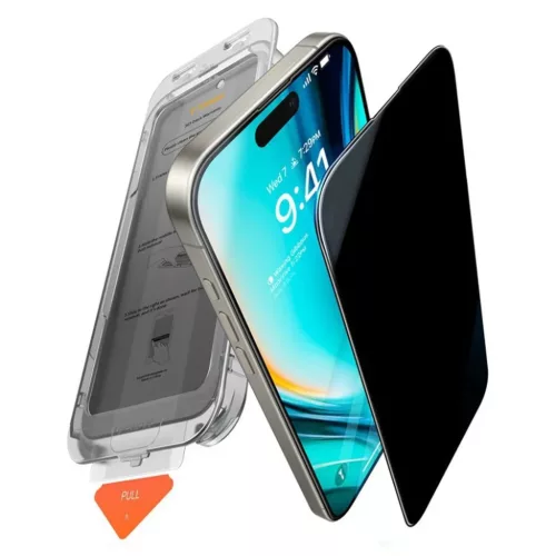 iPhone 17 Pro Fekete Torras - GlassGo Install Master Privacy üvegfólia