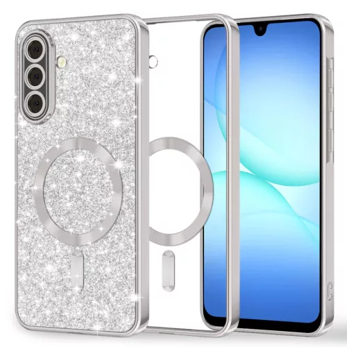 Samsung Galaxy A17 5G Ezüst Techsuit - Luxury Glitter MagSafe tok