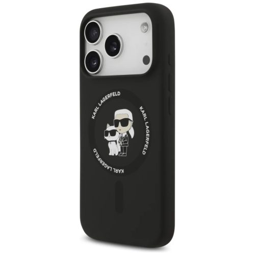 iPhone 17 Pro Max Karl Lagerfeld Silicone Karl&Choupette Ring MagSafe tok fekete