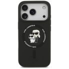 iPhone 17 Pro Max Karl Lagerfeld Silicone Karl&Choupette Ring MagSafe tok fekete
