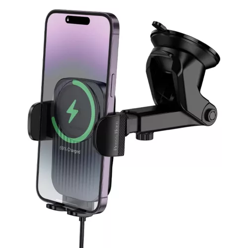 Borofone BH222 Vezeték nélküli töltéses autós telefontartó, fekete