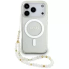 iPhone 17 Pro Guess IML Csillogó Gyöngy Szíjas MagSafe Tok Átlátszó tok