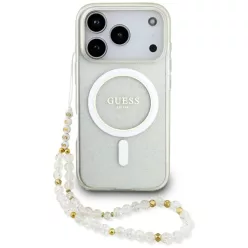   iPhone 17 Pro Guess IML Csillogó Gyöngy Szíjas MagSafe Tok Átlátszó tok