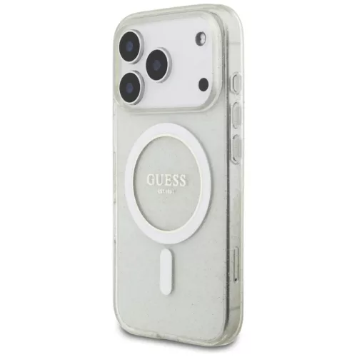 iPhone 17 Pro Guess IML Csillogó Gyöngy Szíjas MagSafe Tok Átlátszó tok