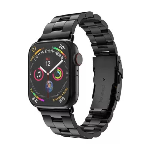 Techsuit - Óraszíj (W036) - Apple Watch 1/2/3/4/5/6/7/8/9/10/SE/SE 2 (38/40/41/42mm) - Fekete