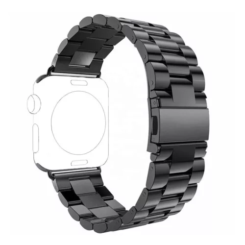 Techsuit - Óraszíj (W036) - Apple Watch 1/2/3/4/5/6/7/8/9/10/SE/SE 2 (38/40/41/42mm) - Fekete
