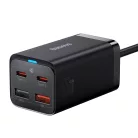 Baseus GaN3 Pro gyors töltő GaN 2 x USB Type C / 2 x USB 65W PD, QC4.0+, AFC, PPS + kábel USB Type C - USB Type C 1m fekete (CCGP040101)