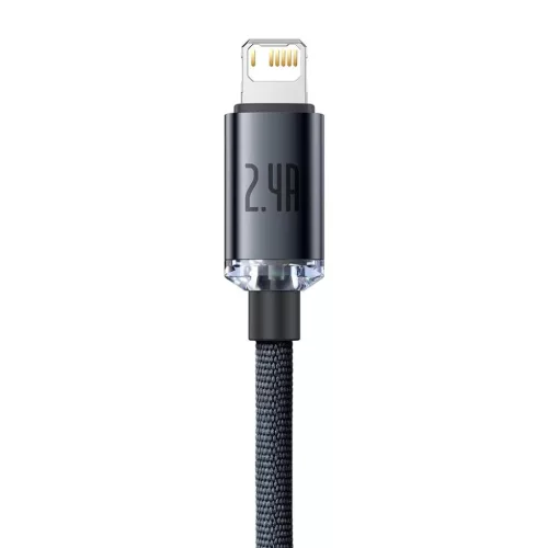 Baseus Crystal Shine gyors töltős adatkábel USB - Lightning 2.4A 2m fekete (CAJY000101)