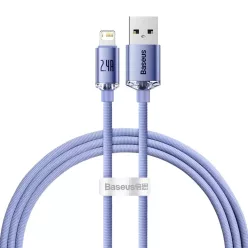   Baseus Crystal Shine gyors töltős adatkábel USB - Lightning 2.4A 1.2m lila (CAJY000005)