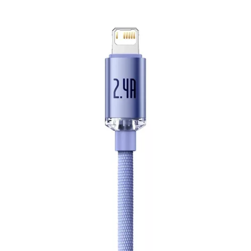 Baseus Crystal Shine gyors töltős adatkábel USB - Lightning 2.4A 1.2m lila (CAJY000005)