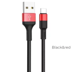 HOCO USB A - Type C 2A X26 kábel 1 m fekete-piros