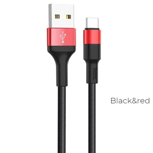 HOCO USB A - Type C 2A X26 kábel 1 m fekete-piros