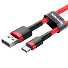 Baseus Cafule Nylon harisnyázott USB/USB-C kábel QC3.0 3A 0,5 m piros