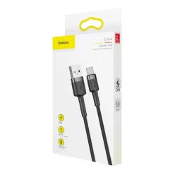   Baseus Cafule Nylon harisnyázott USB/USB-C kábel QC3.0 3A 0,5 m fekete-szürke)