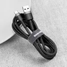Baseus Cafule Nylon harisnyázott USB/USB-C kábel QC3.0 3A 0,5 m fekete-szürke)