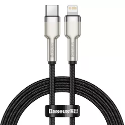   Baseus Cafule Metal nylon harisnyázott USB Type-C/ Lightning kábel PD 20W 1m fekete (CATLJK-A01)