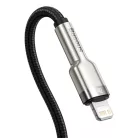 Baseus Cafule Metal nylon harisnyázott USB Type-C/ Lightning kábel PD 20W 1m fekete (CATLJK-A01)