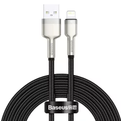   Baseus Cafule Metal nylon harisnyázott USB/ Lightning kábel 2.4A 2m fekete (CALJK-B01)