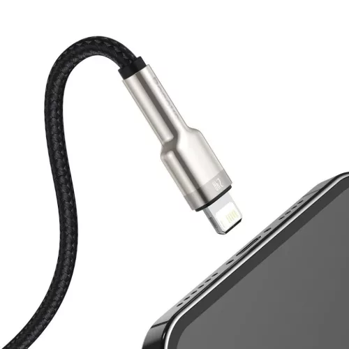 Baseus Cafule Metal nylon harisnyázott USB/ Lightning kábel 2.4A 2m fekete (CALJK-B01)