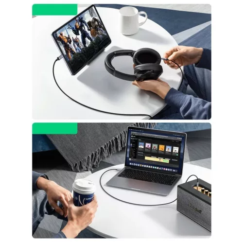 Ugreen AUX audio kábel 3.5mm mini jack - USB Type-C  1m black (CM450 20192)