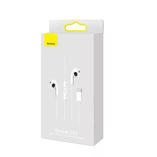 Baseus Encok C17 vezetékes fülhallgató Type C csatlakozóval fehér (NGCR010002) DAC