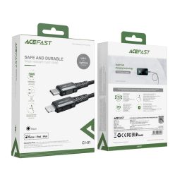   Acefast C1-01 MFI USB Type C - Lightning kábel 1.2m 30W 3A fekete