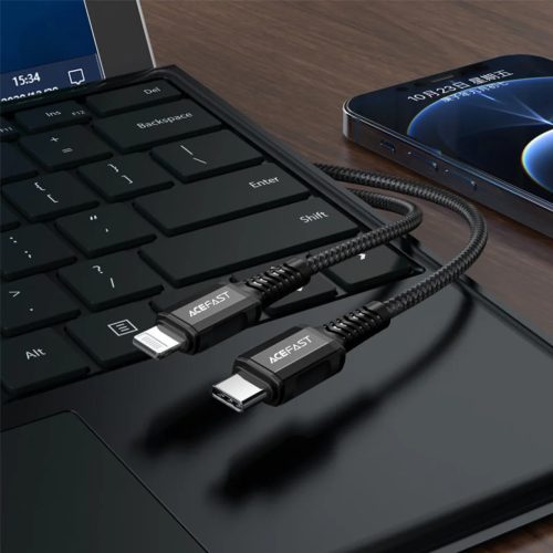 Acefast C1-01 MFI USB Type C - Lightning kábel 1.2m 30W 3A fekete