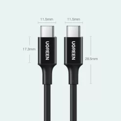   Ugreen töltő- és adatkábel USB Type C - USB Type C PD 100W 5A 2m fehér (US300)