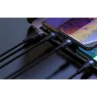 3in1 USB-ről USB-C / Micro USB / Lightning kábel, 3A, 1m (Fekete) Foneng X51