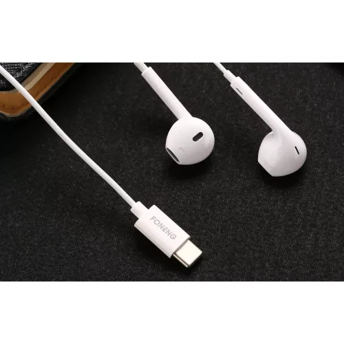 Foneng T15 vezetékes fülhallgató USB-C, 1.2 m (fehér)