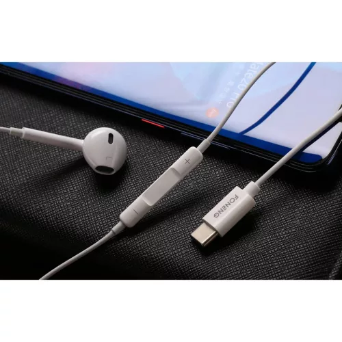 Foneng T15 vezetékes fülhallgató USB-C, 1.2 m (fehér)