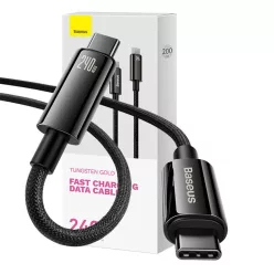   Baseus Tungsten Gold USB-C - USB-C gyors töltő adatkábel, 240W, 2m (fekete)