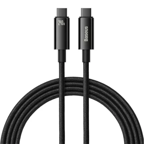 Baseus Tungsten Gold USB-C - USB-C gyors töltő adatkábel, 240W, 2m (fekete)