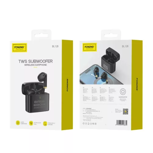 Foneng Bluetooth fülhallgató TWS BL128 fekete