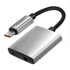 Mcdodo - Wales sorozatú audioadapter (CA-5050) - C típusú csatlakozó - C típusú csatlakozó, egyenáramú 3,5 mm, alumíniumötvözet, nejlon, 60 W teljesítményleadás, 12,5 cm - szürke