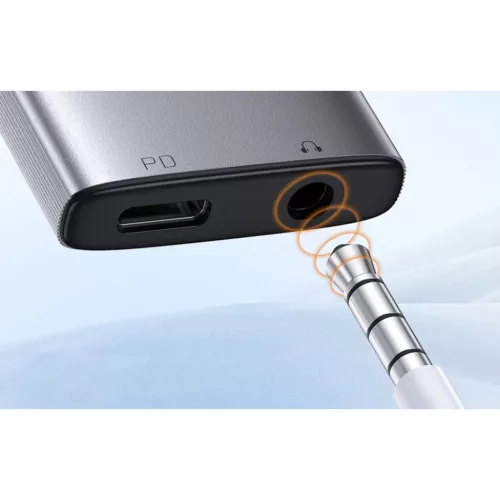 Mcdodo - Wales sorozatú audioadapter (CA-5050) - C típusú csatlakozó - C típusú csatlakozó, egyenáramú 3,5 mm, alumíniumötvözet, nejlon, 60 W teljesítményleadás, 12,5 cm - szürke
