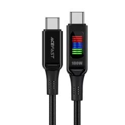   Acefast C7-03 USB-C USB-C 100W 1,2m kábel kijelzővel - fekete