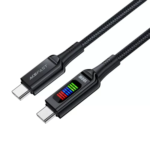 Acefast C7-03 USB-C USB-C 100W 1,2m kábel kijelzővel - fekete