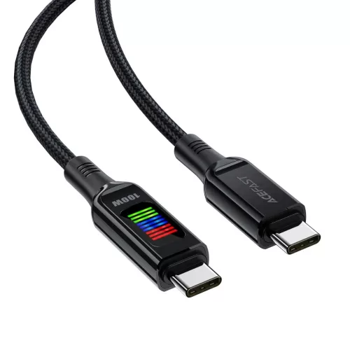 Acefast C7-03 USB-C USB-C 100W 1,2m kábel kijelzővel - fekete