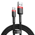 Baseus Cafule Nylon harisnyázott USB/USB-Type C kábel QC3.0 2A 2m fekete/piros (CATKLF-C91)