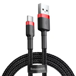   Baseus Cafule Nylon harisnyázott USB/USB-Type C kábel QC3.0 2A 2m fekete/piros (CATKLF-C91)