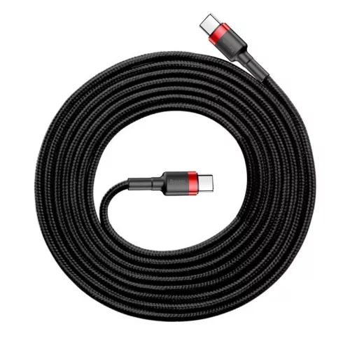 Baseus Cafule kábel USB Type-C - USB Type-C - PD 2.0 60W 3A QC 3.0 2m fekete/ piros