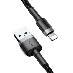   Baseus Cafule Nylon harisnyázott USB / Lightning QC3.0 2.4A kábel 1 m fekete-szürke
