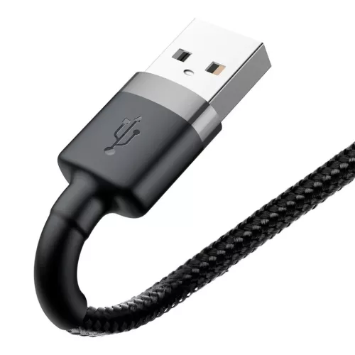 Baseus Cafule Nylon harisnyázott USB / Lightning QC3.0 2.4A kábel 1 m fekete-szürke