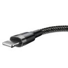 Baseus Cafule Nylon harisnyázott USB / Lightning QC3.0 2.4A kábel 1 m fekete-szürke