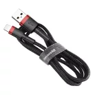 Baseus Cafule Nylon harisnyázott USB / Lightning QC3.0 1.5A kábel 2 m fekete-piros
