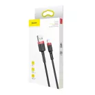 Baseus Cafule Nylon harisnyázott USB / Lightning QC3.0 1.5A kábel 2 m fekete-piros