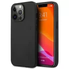 AMG AMHCP14XDOLBK iPhone 14 Pro Max 6.7" fekete / fekete kemény tok bőrrel, dombornyomott